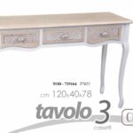 TAVOLO Consolle 3 CASSETTI SCRIVANIA SCRITTOIO SHABBY CHIC MARRONE h78*120*40 cm