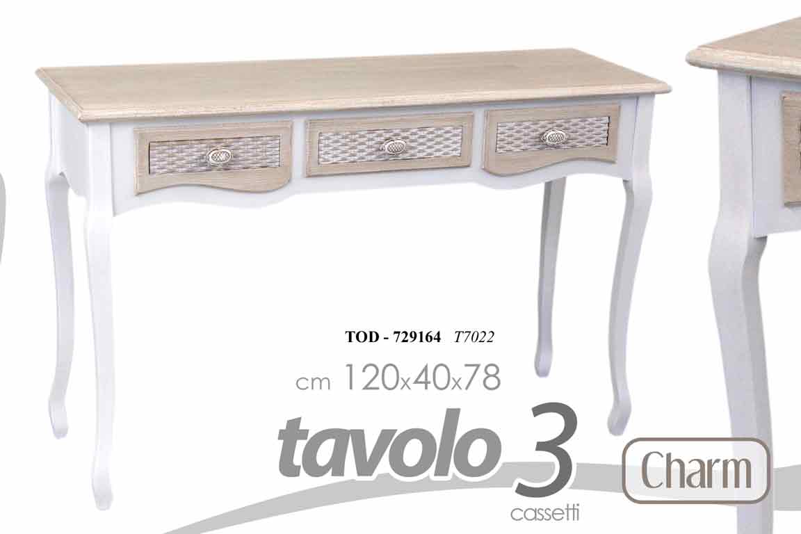 8025569729164 TAVOLO Consolle 3 CASSETTI SCRIVANIA SCRITTOIO SHABBY CHIC MARRONE h78*120*40 cm - immagine 1