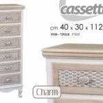 CASSETTIERA 6 CASSETTI 111*40*30cm SETTIMINO LEGNO BIANCO SHABBY CHIC MARRONE CH