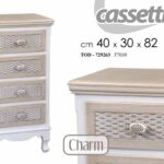 CASSETTIERA 4 CASSETTI h82*40*30cm LEGNO BIANCO BEIGE SHABBY CHIC COMODINO