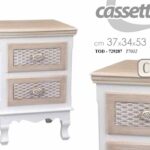 COMODINO 2 CASSETTI SHABBY CHIC SALOTTO CAMERETTA LEGNO BIANCO MARRONE 37*33*H53