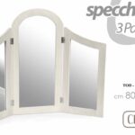 SPECCHIO SPECCHIERA 3 PANNELLI TAVOLO CORNICE BIANCO CLASSICO MODERNO 80*h62 CM