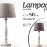 LUMETTO LAMPADA DA TAVOLO COMODINO SCRIVANIA Abat Jour VINTAGE LEGNO POIS 50 cm