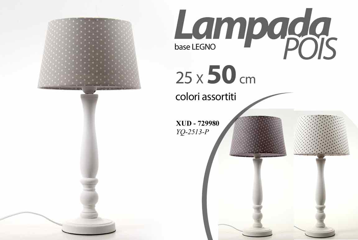 8025569729980 LUMETTO LAMPADA DA TAVOLO COMODINO SCRIVANIA Abat Jour VINTAGE LEGNO POIS 50 cm - immagine 1