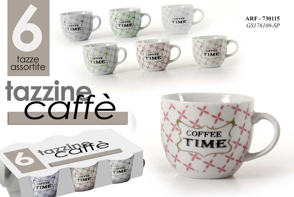 8025569730115 Set 6 tazzine tazze caffè moderne moka porcellana coffee vintage tr retrò 80 ml - immagine 1