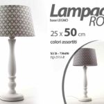 LUMETTO LAMPADA DA TAVOLO COMODINO SCRIVANIA Abat Jour VINTAGE LEGNO ROMBI 50 cm