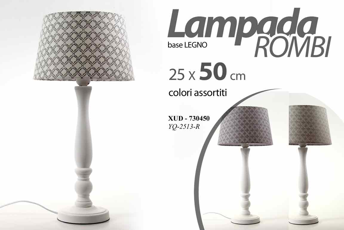 8025569730450 LUMETTO LAMPADA DA TAVOLO COMODINO SCRIVANIA Abat Jour VINTAGE LEGNO ROMBI 50 cm - immagine 1