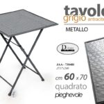 TAVOLO METALLO GIARDINO VERANDA TERRAZZO TAVOLINO BALCONE GRIGIO PIC NIC 60*h70