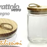 BARATTOLO ERMETICO TAPPO LEGNO Vetro Contenitore CUCINA MODERNO 1,5 LIT 21 cm