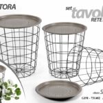 3 TAVOLINI FIORIERE CASA GIARDINO TAVOLI TORTORA METALLO RETE PIANTE 52-47-42cm