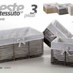 CESTINI SET 3 CESTE VIMINI CASA BAGNO CUCINA PORTA OGGETTI COLOR ASS