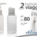 2 Bottigliette set viaggio shampoo sapone aereo spray cosmetici plastica 80 ml