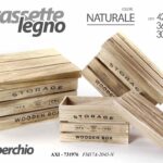 3 CASSETTE CON COPERCHIO LEGNO NATUR CASSETTA PORTA OGGETTI CONTENITORE 42/36/30