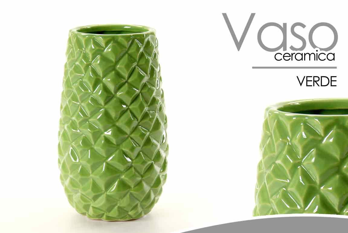8025569732584 VASO ALTO CERAMICA FIORI CENTROTAVOLA SEGNAPOSTO CLASSICO MODERNO VERDE 24*14cm - immagine 1