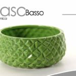 VASO BASSO CERAMICA FIORI CENTROTAVOLA SEGNAPOSTO CLASSICO MODERNO VERDE 22*9 cm