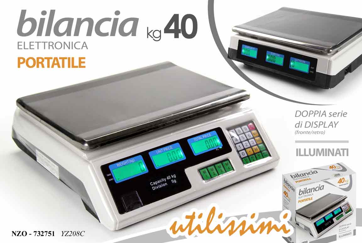 8025569732751 Bilancia elettronica doppia professionale commercio mercato banco robusta 40 kg - immagine 1