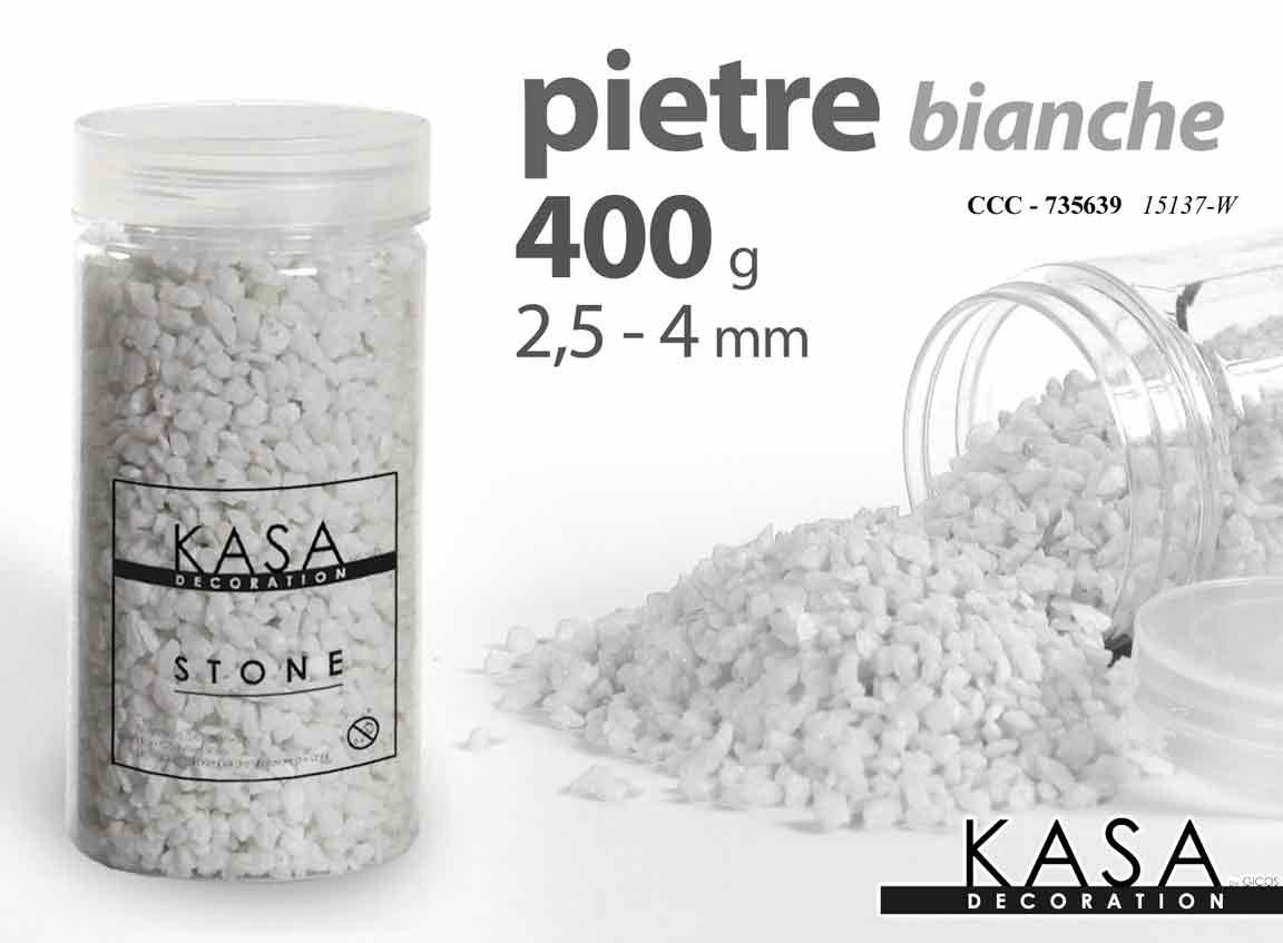 8025569735639 PIETRE BIANCHE DECORATIVE SASSI GRANIGLIA VASI PIANTE DECOUPAGE EVENTI 400 GR - immagine 1