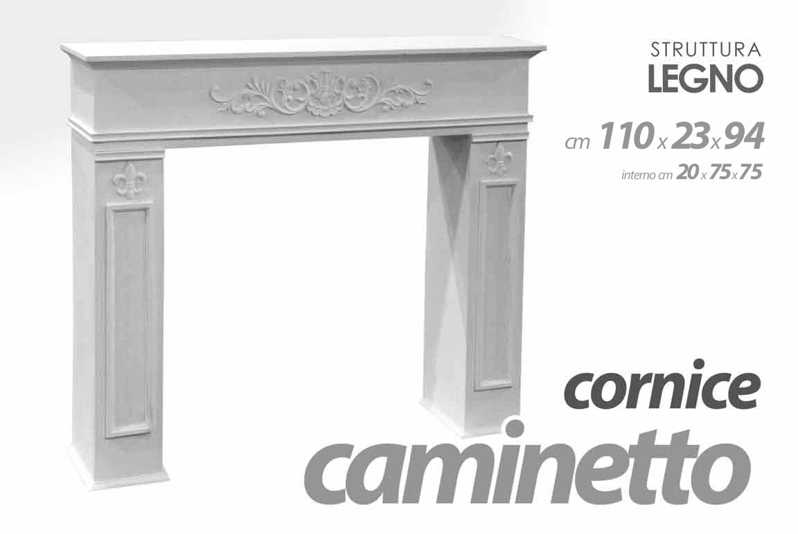 8025569735813 CORNICE FINTO CAMINO CAMINETTO LEGNO DECORATIVA CLASSICO MODERNO 110*23*h94 cm - immagine 1