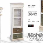 VETRINA VETRINETTA ANTA CASSETTI MOBILE VINTAGE ANTICATO COLOR LEGNO 104*33*29