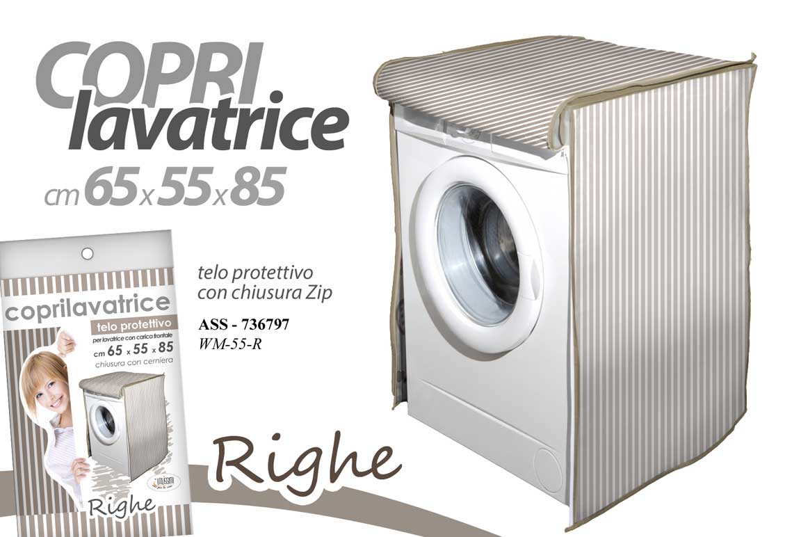 8025569736797 Coprilavatrice COPRI LAVATRICE PROTTETIVO A RIGHE BEIGE CHIUSURA ZIP 65*55*85CM - immagine 1