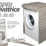 Copri lavatrice telo protezione zip impermeabile pvc cuori universale 85x62x58