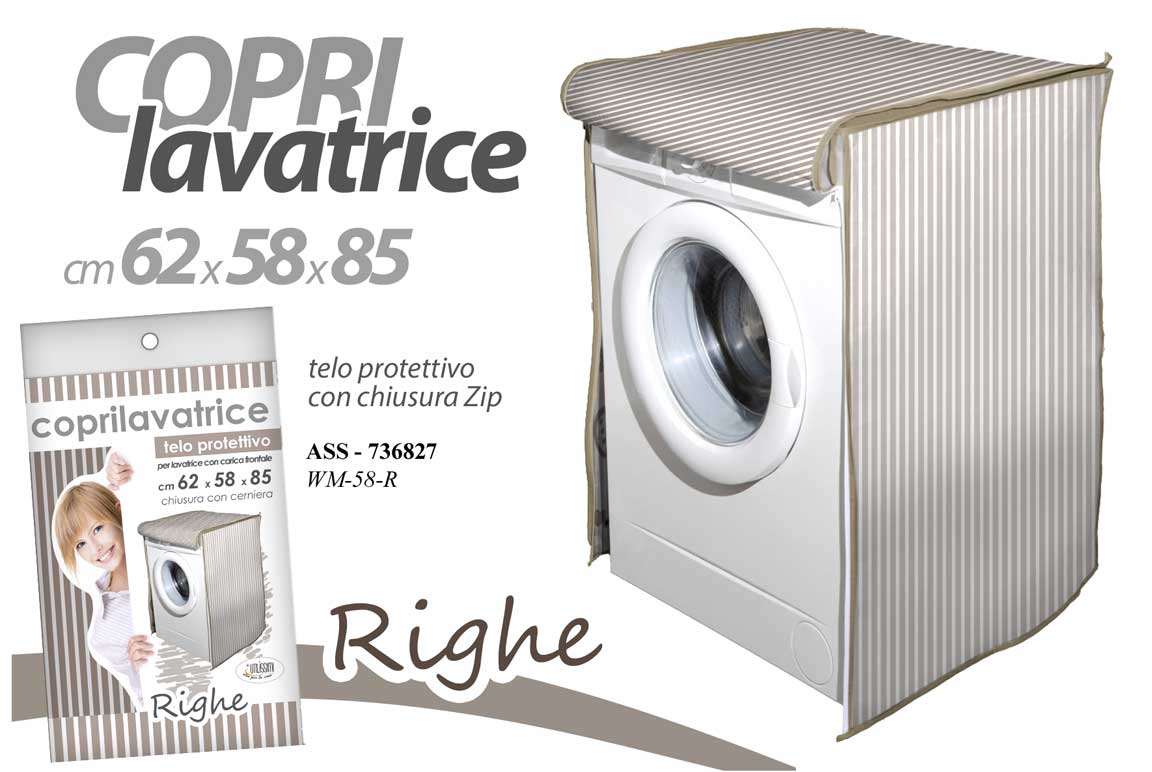 8025569736827 Coprilavatrice COPRI LAVATRICE PROTTETIVO IMBOTTITO CERNIERA RIGHE PVC h85*62*58 - immagine 1