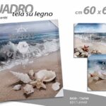 QUADRO STAMPA SU TELA Canvas LEGNO SPIAGGIA RIVA ONDE DEL MARE ASSORT 60*60 cm