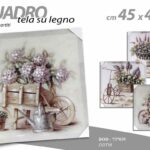 QUADRO STAMPA SU TELA Canvas LEGNO FIORI DECORO FLOREALE GIARDINO ASSORT 45*45cm