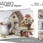 QUADRO STAMPA SU TELA Canvas LEGNO VINTAGE FIORI PIANTE VASI RETRò ASSORT 50*70
