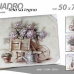 QUADRO STAMPA SU TELA Canvas LEGNO FIORI DECORO FLOREALE GIARDINO ASSORT 50*70cm
