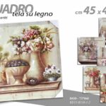 QUADRO STAMPA SU TELA Canvas LEGNO VINTAGE FIORI FLOREALE VASI ASSORT 45*45 cm