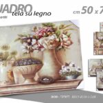 QUADRO STAMPA SU TELA Canvas LEGNO VINTAGE FIORI FLOREALE VASI ASSORT 50*70 cm
