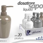 Dosatore sapone liquido Dispenser bagno moderno plastica elegante ass 20 cm