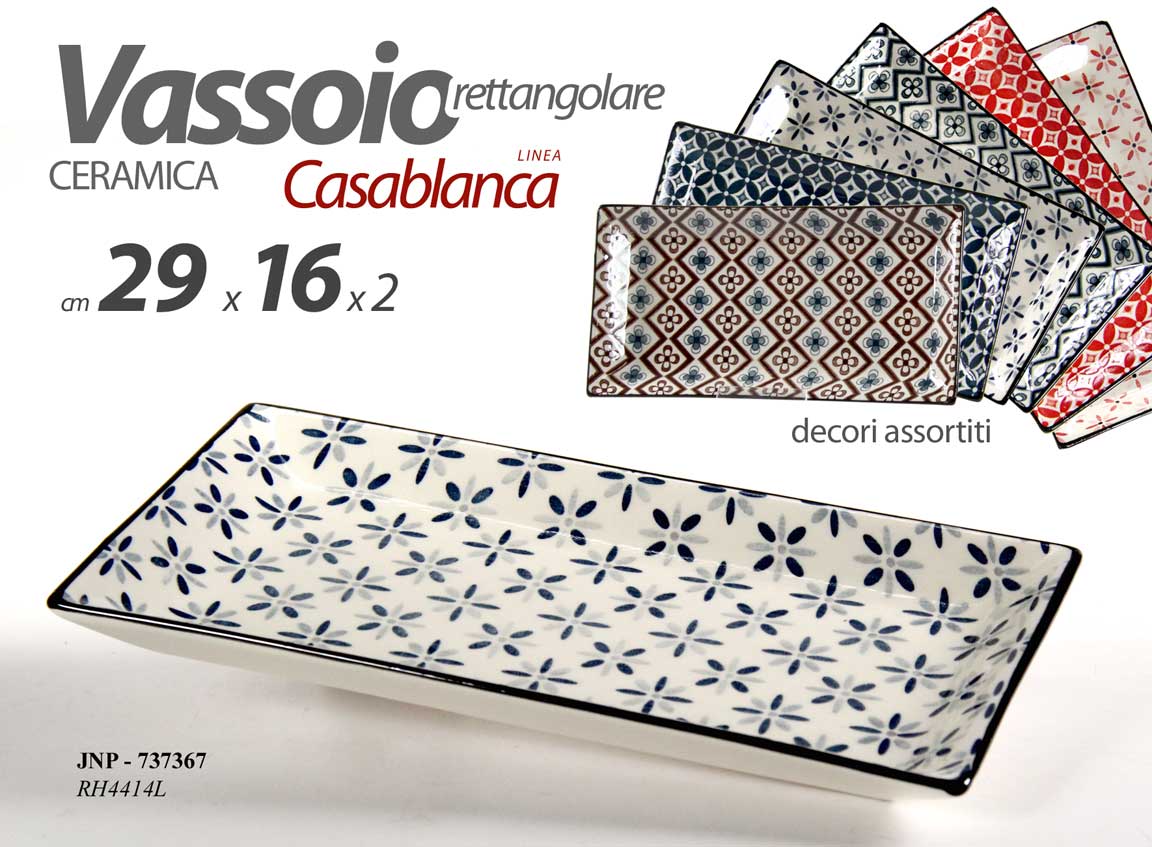 8025569737367 Vassoio portata rettangolare ceramica decorato cucina salotto tavola assor 29*16 - immagine 1