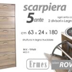 SCARPIERA SLIM VERTICALE 5 ANTE DOPPIA SALVASPAZIO MODERNA ROVERE h180*63*24cm