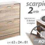 SCARPIERA BASSA SLIM MODERNA 2 ANTE DOPPIA A RIBALTA SALVASPAZIO ROVERE 81*63*24