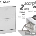 SCARPIERA BASSA 2 ANTE RIBALTA h81*63*24 SALVASPAZIO SLIM MODERNA BIANCO PERLA