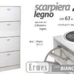 SCARPIERA SLIM 4 ANTE h150*63*24cm DOPPIA PROFONDITà SALVASPAZIO MODERNA BIANCA