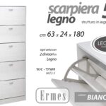 SCARPIERA 5 ANTE SALVASPAZIO SLIM MODERNA DOPPIA PROFONDITà BIANCA 180*63*24 cm