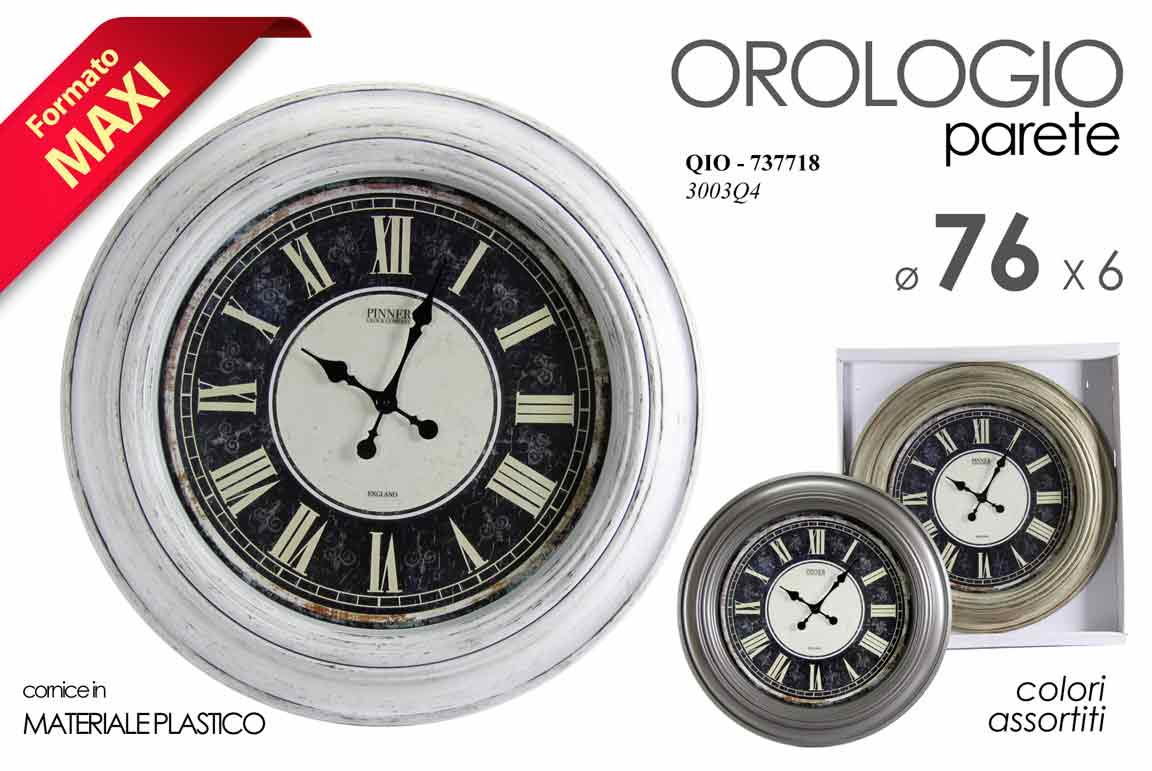 8025569737718 MAXI OROLOGIO DA PARETE ANTICATO CORNICE NUMERI Romani CLASSICO MODERNO 76*6cm - immagine 1