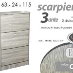 SCARPIERA 3 ANTE SALVASPAZIO SLIM MOBILE PORTA SCARPE INGRESSO OLMO 115*63*24