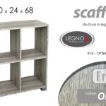 CUBO LIBRERIA h68*60*24 CM SCAFFALE BASSO MOBILETTO MODERNO LEGNO OPLAE NOCE