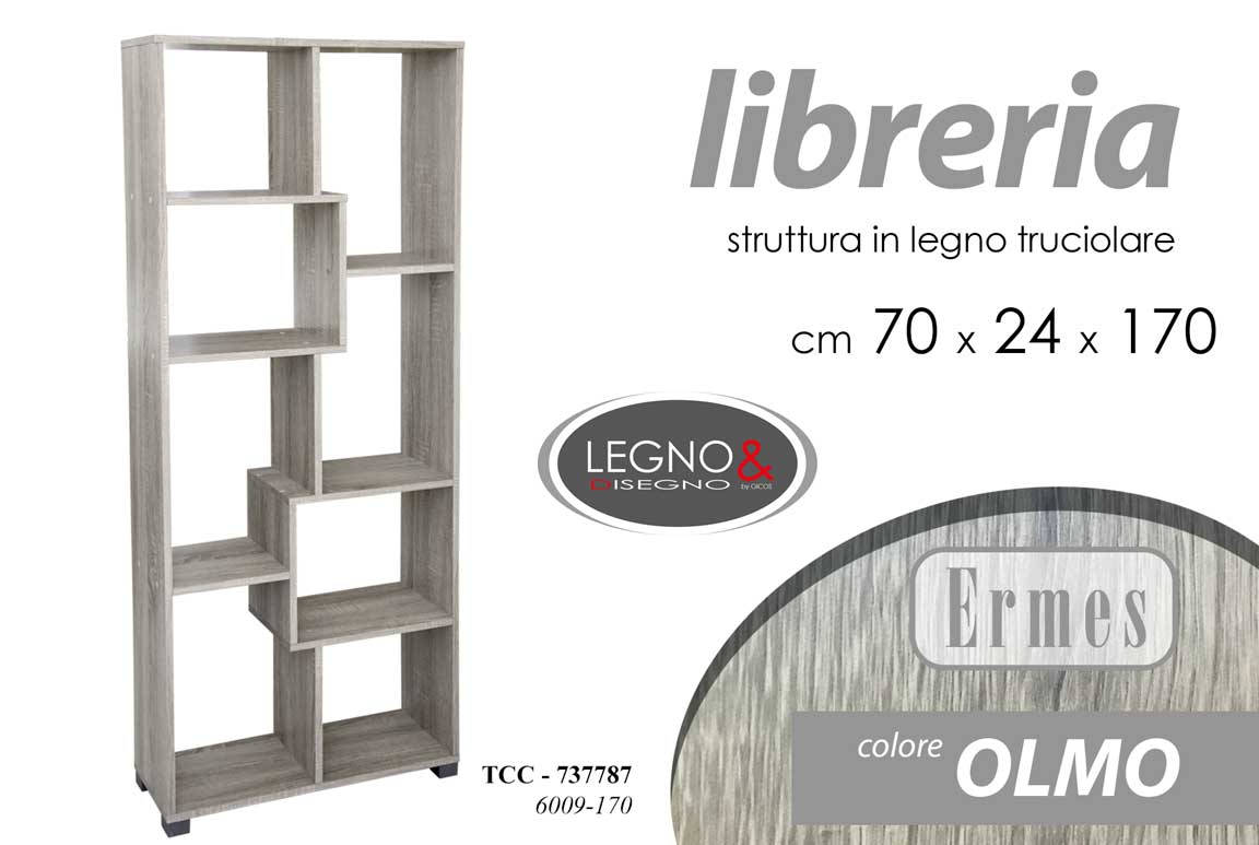 8025569737787 LIBRERIA H178*70*24 CM RIPIANI LEGNO STRIATO CHIARO MOBILE SCAFFALE MODERNO - immagine 1