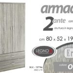 ARMADIO GRANDE MODERNO 2 ANTE 2 CASSETTI LEGNO ROVERE SBIANCATO OLMO 190*80*52cm