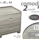 COMODINO h44*43*40 CM 2 CASSETTI MODERNO LEGNO ROVERE SBIANCATO NOCE PALISANDRO