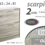 SCARPIERA BASSA 2 ANTE DOPPIE A RIBALTA SALVASPAZIO SLIM MODERNA OLMO h81*63*24