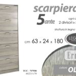 SCARPIERA 5 ANTE MODERNA SLIM DOPPIA PROFONDITà SALVASPAZIO OLMO 180*63*24 cm