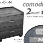 COMODINO MODERNO 2 CASSETTI LEGNO ROVERE SBIANCATO NERO WENGè TCC h44*43*40 CM