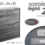 SCARPIERA BASSA 2 ANTE RIBALTA h81*63*24 NERA STRIATA SALVASPAZIO SLIM MODERNA