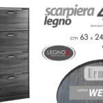SCARPIERA 4 ANTE DOPPIA SALVASPAZIO SLIM LEGNO MODERNA WENGè ROVERE h 150*63*24
